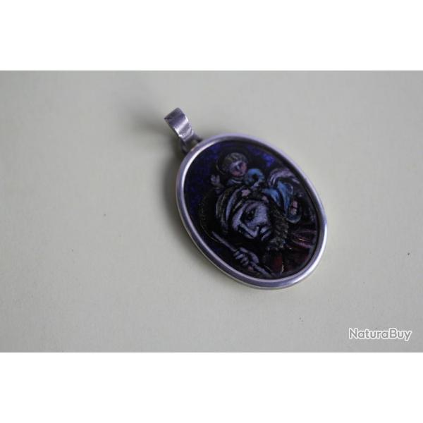 Mdaille religieuse argent maux Saint Christophe