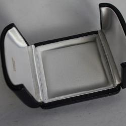 LOMBARD Écrin pour bijoux cuir bleu + velours blanc