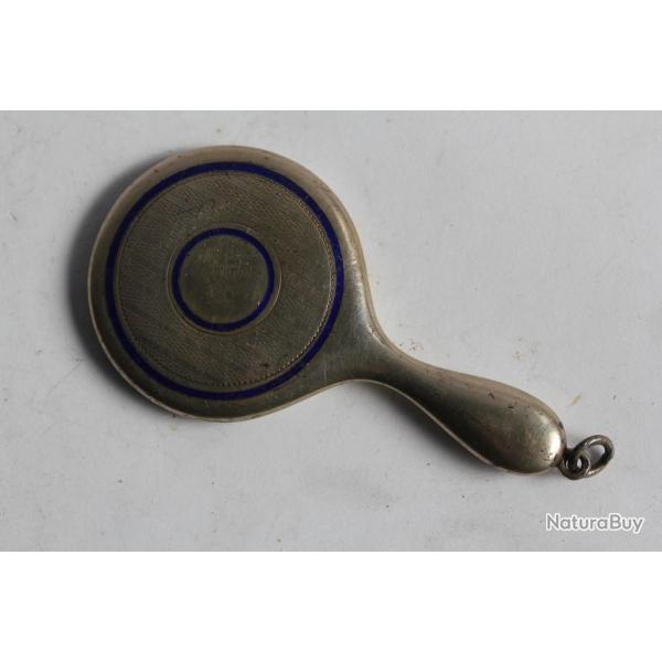 Petit miroir face  main de poupe argent maill
