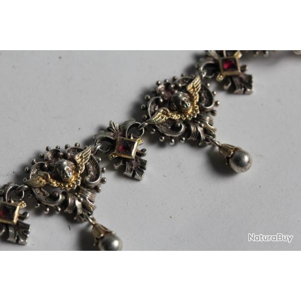 Collier Angelots argent grenats bijoux