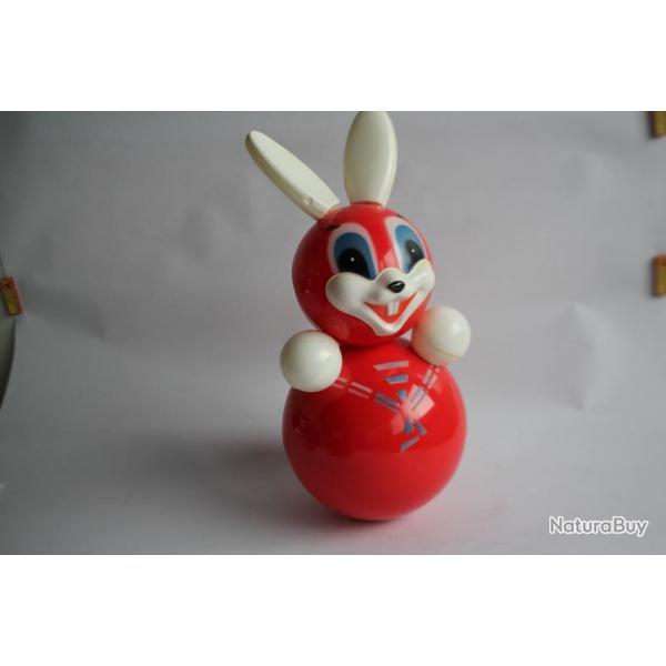 Grand culbuto vintage cellulod lapin jouet