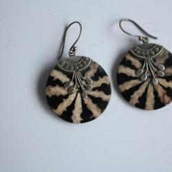 Bijoux paire de pendentifs d'oreilles argent nacre