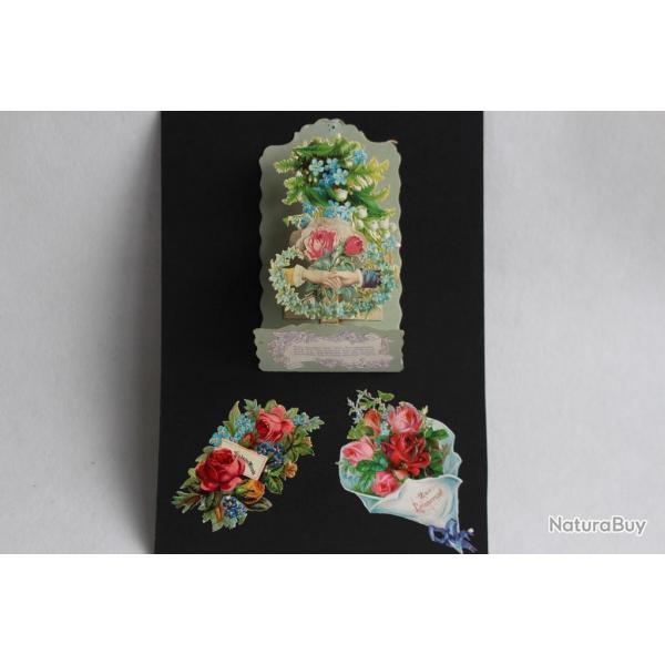 Images chromos dpliant XIXe sicle Fleurs