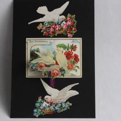 Image chromo dépliant XIXe siècle diorama Souvenir d'amitié