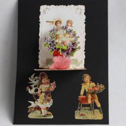 Image chromo dépliant XIXe siècle diorama Souvenir d'amitié