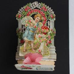 Image chromo dépliant XIXe siècle diorama Souvenir d'amitié