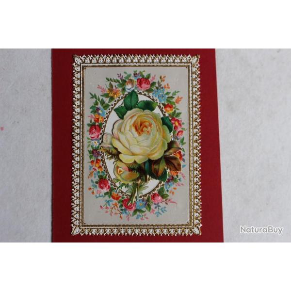 Chromo gaufr fleurs XIXe sicle