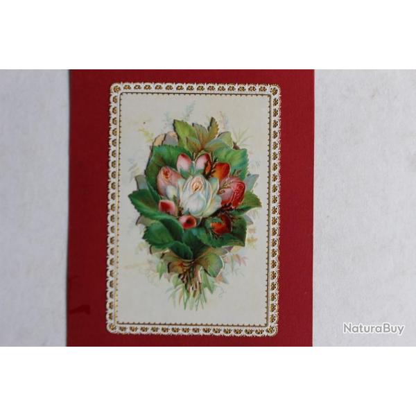 Chromo gaufr dcoup fleurs Angelots XIXe sicle Allemagne