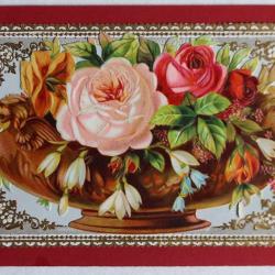 Chromo gaufré fleurs XIXe siècle