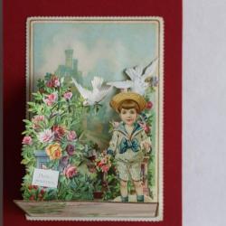 Image chromo dépliant XIXe siècle Colombes diorama