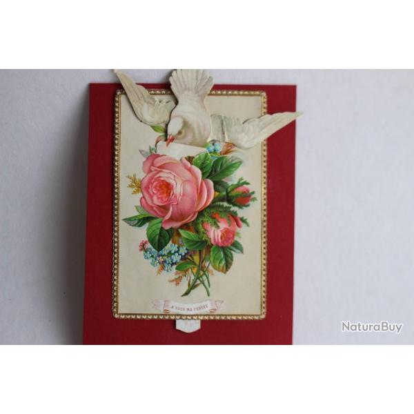 Image chromo  tirette XIXe sicle Colombe