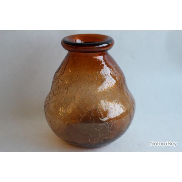 Vase verre craquel Ambre
