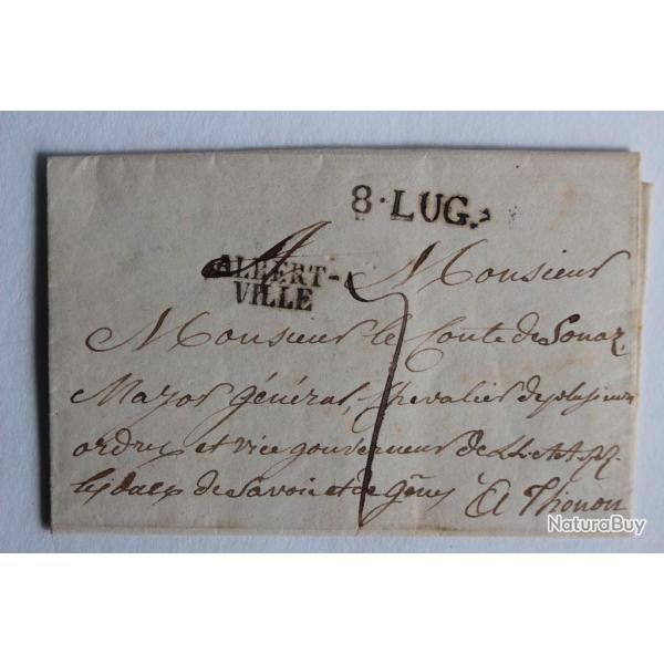 Pli Marque Postale Savoie Albertville 8 LUG 1836
