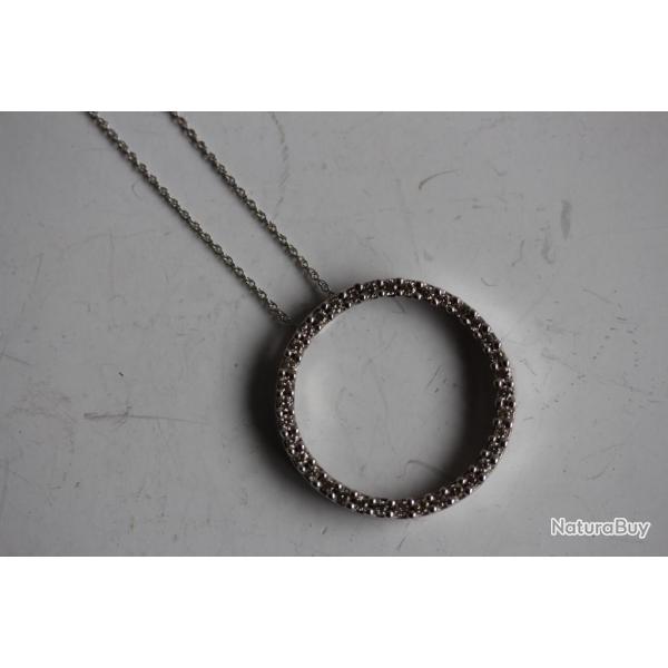 Bijoux Pendentif Or blanc 10 K + diamants