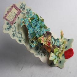 Image chromo a système XIXe siècle Allemagne Félicitations diorama