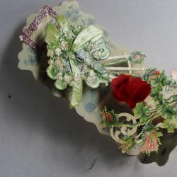 Image chromo a système XIXe siècle Muguet et trèfles Allemagne diorama