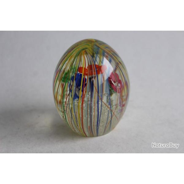 OEuf sulfure verre Murano Fleurs