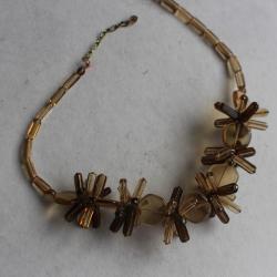Collier vintage verre soufflé marron bijoux