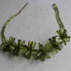Collier vintage verre soufflé vert bijoux