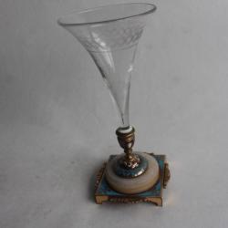 Vase tulipe cristal émaux de Limoges Napoléon III