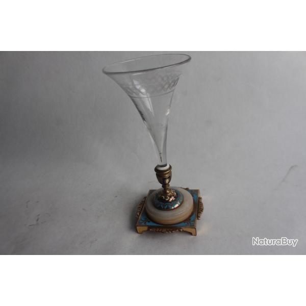 Vase tulipe cristal maux de Limoges Napolon III