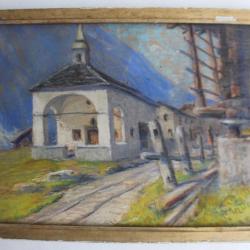 Tableau Charles MELTZER Pastel Praz-de-Fort Suisse XIXe siècle
