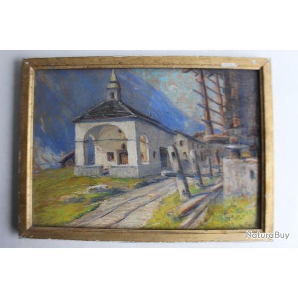 Tableau Charles MELTZER Pastel Praz-de-Fort Suisse XIXe sicle