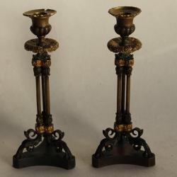 Paire de Bougeoirs Empire / Restauration Antiquités