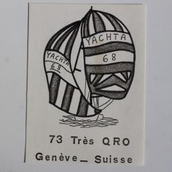 Carte postale QSL Radio Amateur Suisse Yachta 68