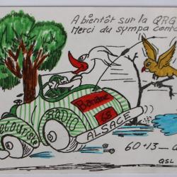 Carte postale QSL Radio Amateur Alsace Banane 68