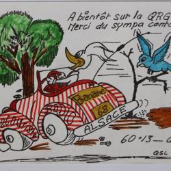 Carte postale QSL Radio Amateur Alsace Banane 68