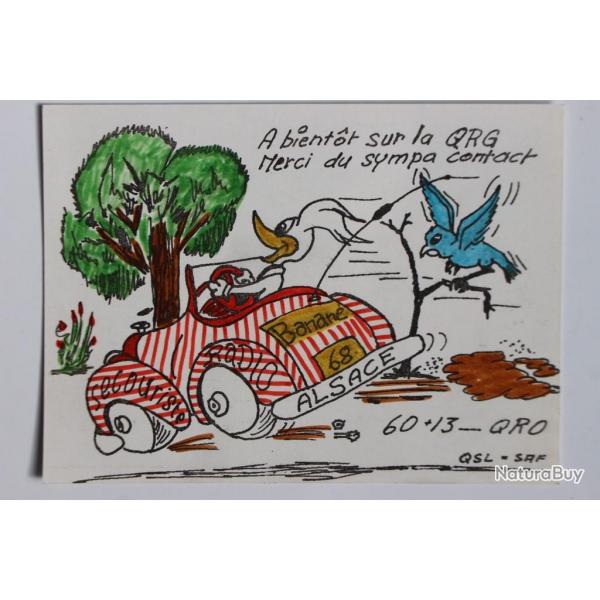 Carte postale QSL Radio Amateur Alsace Banane 68