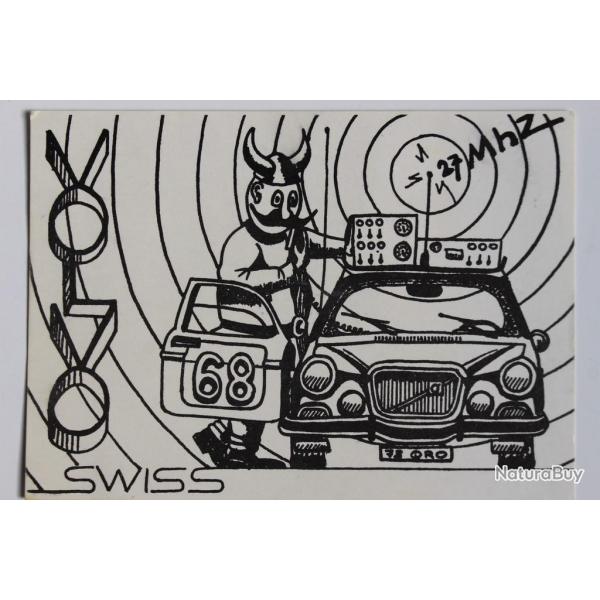 Carte postale QSL Radio Amateur Suisse Volvo 68 automobile