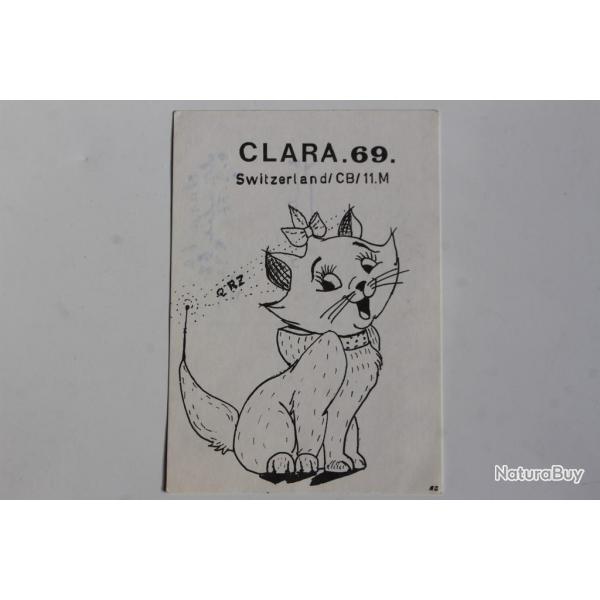 Carte postale QSL Radio Amateur Suisse Clara 69 Aristochat Walt Disney