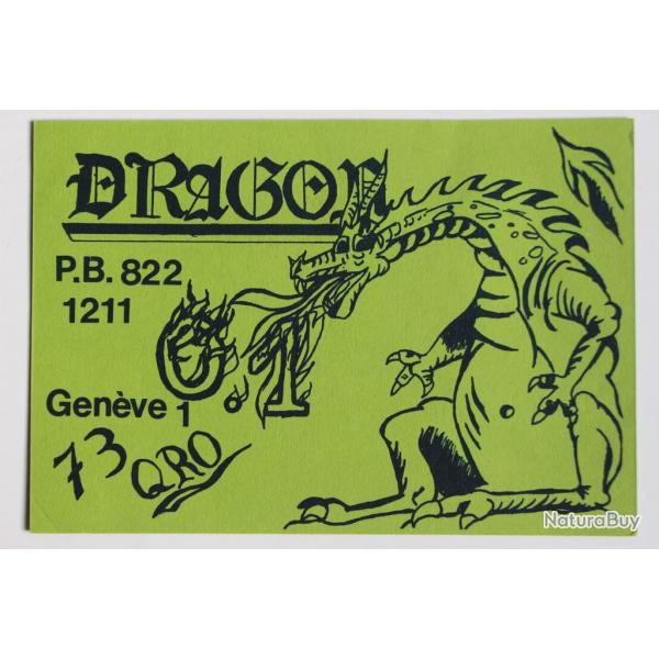 Carte postale QSL Radio Amateur Suisse Dragons Genve