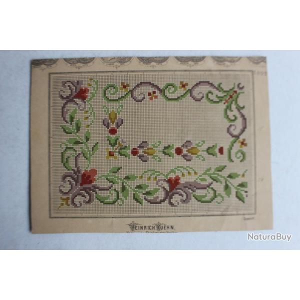 Carton tapisserie de Berlin Heinrich Kuehn XIXe sicle broderie couture
