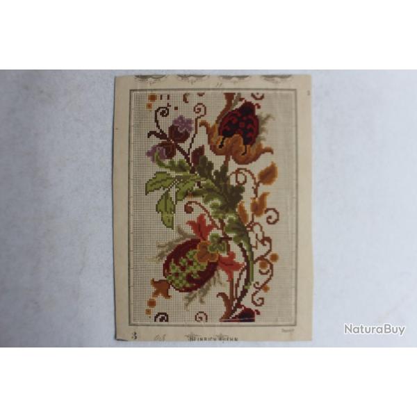 Carton tapisserie de Berlin Heinrich Kuehn XIXe sicle broderie couture