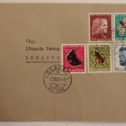 Enveloppe timbres Suisse Pro Juvente 1953 Série