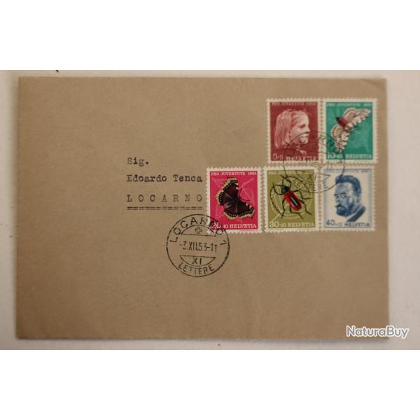 Enveloppe timbres Suisse Pro Juvente 1953 Srie