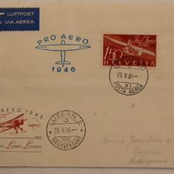 Enveloppe premier jour Poste Aérienne Suisse Pro Aero 1946