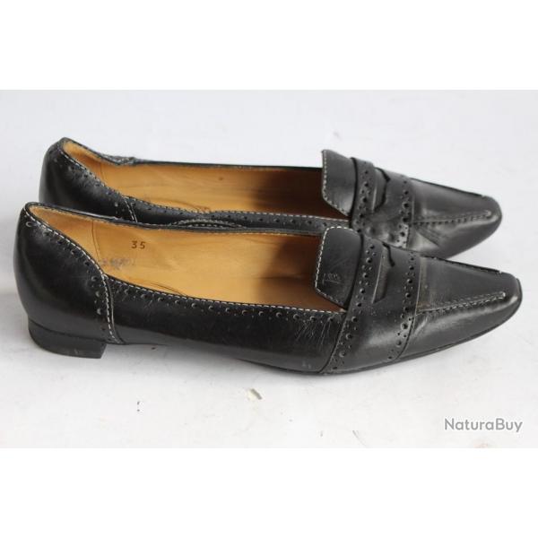 TOD'S mocassins cuir noir chaussures femme T35