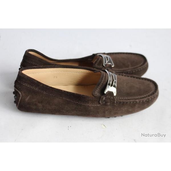 TOD'S mocassins daim marron chaussure femme T35
