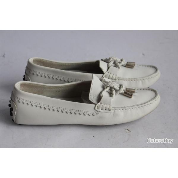 TOD'S mocassins cuir blanc chaussures femme T36