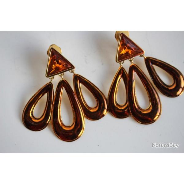 Boucles d'oreilles Clips VOGUE Bijoux fantaisie vintage pendentif