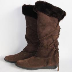 TOD'S Bottes fourrées daim marron Chaussures femme T36