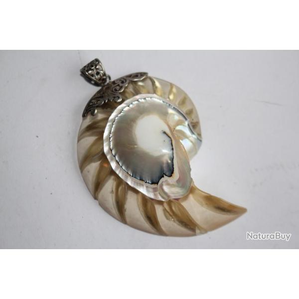 Pendentif design Coquillage rsine argent Bijoux