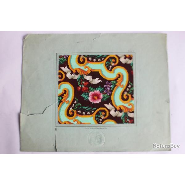Carton tapisserie de Berlin SAJOU XIXe sicle broderie couture