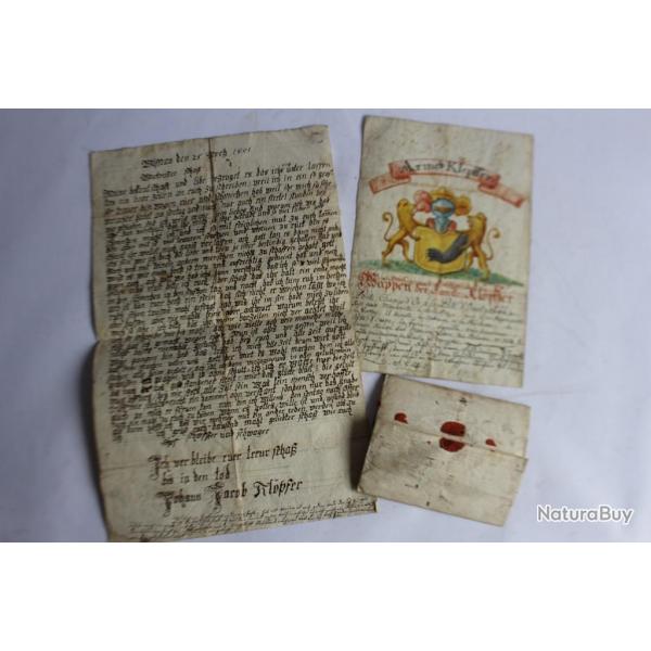Anciens manuscrits Famille Klpfer Armes blason Klepffer Allemagne
