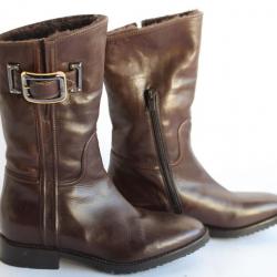 BERTO GIANTIN Bottes fourrées cuir marron T35