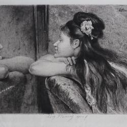 Eau-forte originale La Coquette Alfred STEVENS Flameng